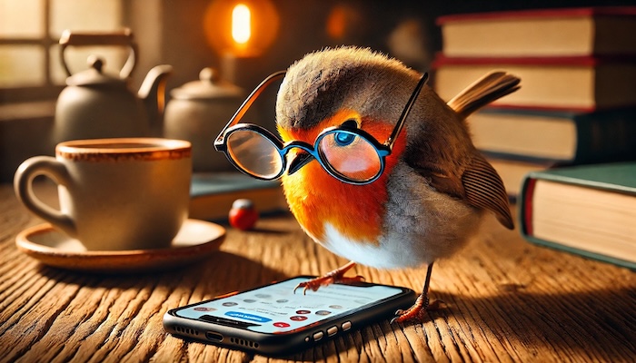 robin with iPhone